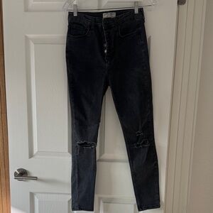 Free People Distressed Black Skinny Jeans